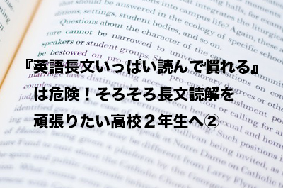 英語長文いっぱい読んで慣れる は危険 そろそろ長文読解を頑張りたい高校２年生へ 東大セミナー