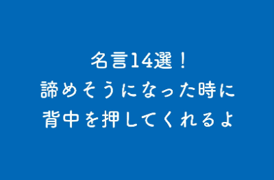 名言14選 諦めそうになった時に背中を押してくれるよ 東大セミナー