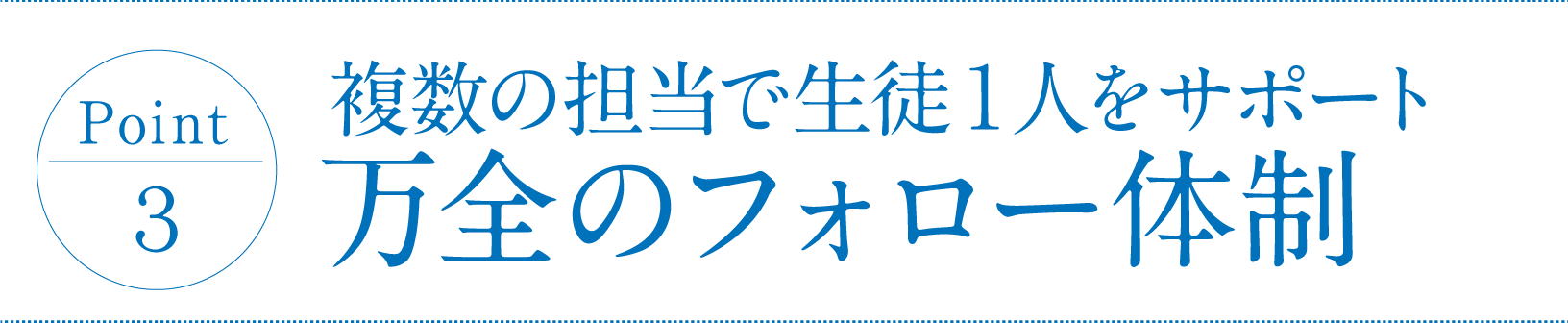 point3 複数の担当で生徒一人をサポート　万全のフォロー体制